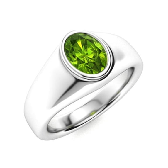 Natural Peridot Men’s Ring in 925 Sterling Silver | Handmade Gemstone Ring | August Birthstone Jewelry Gift