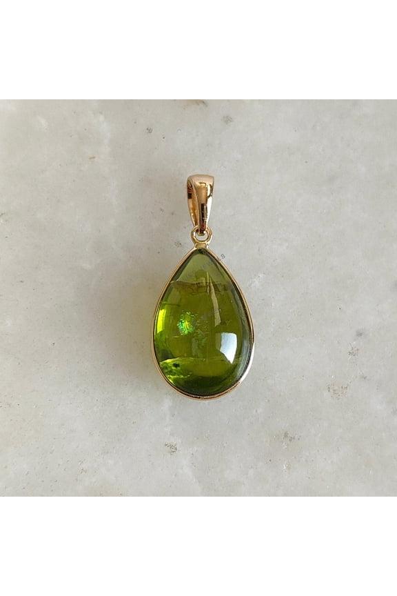 Natural Peridot Pendant, 14K Solid Yellow Gold Peridot Pendant, August Birthstone Pendant, Bezel Pendant, Christmas Gift, Peridot Jewelry