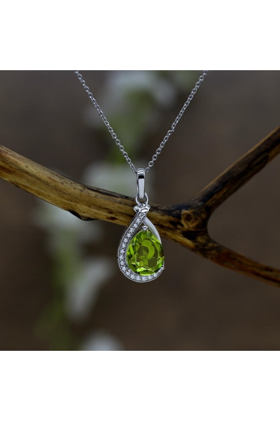 Natural Peridot Pendant-Handmade Silver Pendant-925 Sterling Silver Pendant-Oval Peridot Pendant-Anniversary Pendant-August Birthstone
