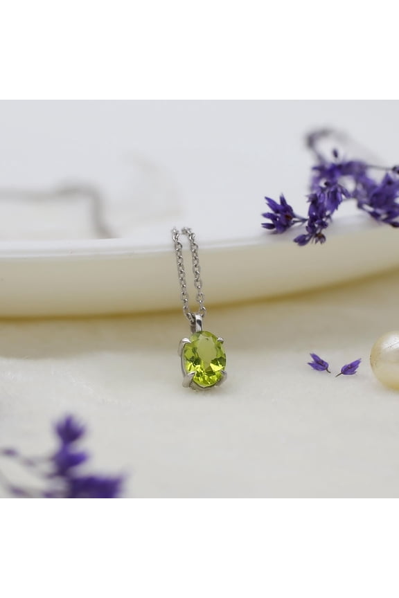 Natural Peridot Pendant Necklace, Green Peridot Necklace, Handmade Pendant, Oval Peridot Gemstone, Gift for Her