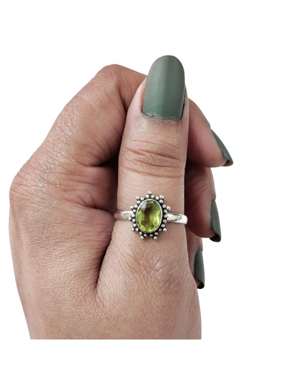 Natural Peridot Ring, AAA Peridot Gemstone Ring, August Birthstone, Adjustable Tiny Ring, Toe Ring, 925 Sterling Silver, Womens Bohemian Ring, Christmas, Thanksgiving, Handmade Statement Jewelry
