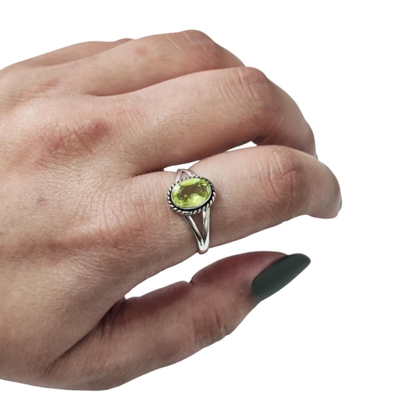 Natural Peridot Ring, AAA Peridot Gemstone Ring, August Birthstone, Adjustable Tiny Ring, Toe Ring, 925 Sterling Silver, Womens Ring, Christmas, Twisted Boho Ring, Handmade Statement Jewelry