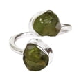 thumbnail image 1 of Natural Peridot Ring, Raw Peridot Gemstone Ring, August Birthstone, Adjustable, 2 Stone, 925 Sterling Silver, Womens Ring, Christmas, Thanksgiving, Handmade, Statement Jewelry, Rough Gemstone Jewelry, 1 of 6