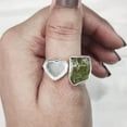 thumbnail image 1 of Natural Peridot Ring, Raw Peridot Gemstone Ring, August Birthstone, Adjustable Heart Ring, 925 Sterling Silver, Women Ring, Christmas, Thanksgiving, Handmade, Statement Jewelry, Rough Gemstone Jewelry, 1 of 5