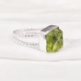 thumbnail image 1 of Natural Peridot Ring, Rough Peridot Gemstone Ring, August Birthstone, Twist Double Band, 925 Sterling Silver, Womens Ring, Christmas, Thanksgiving, Handmade, Statement Jewelry, Rough Gemstone Jewelry, 1 of 5