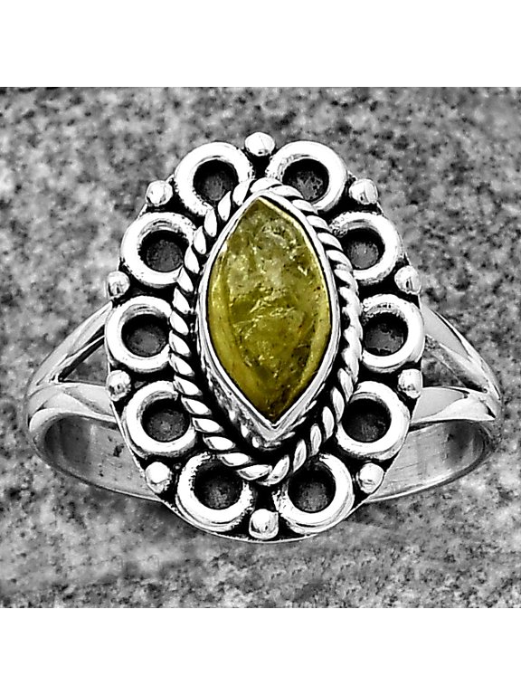 Natural Peridot Rough 925 Sterling Silver Ring s.8 Jewelry R-1256 SDR204526