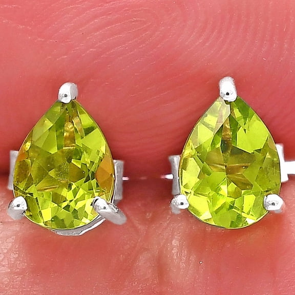 Natural Peridot Stud 925 Sterling Silver Earrings Jewelry DGE1074_E E-1017