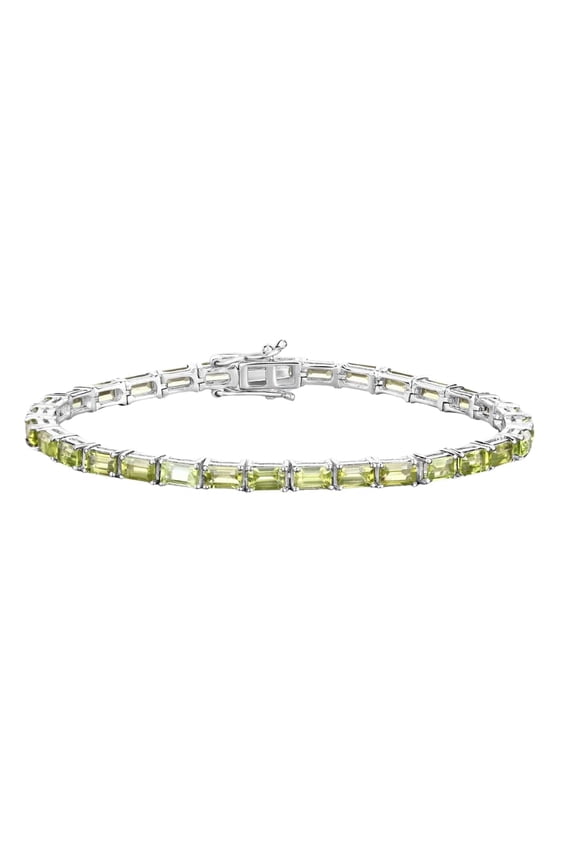 Natural Peridot Tennis Bracelet Sterling Silver 8.68 Carats August Birthstone Jewelry Gift For Her