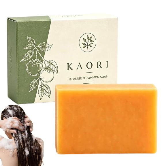 Natural Persimmon Deodorizing Soap Bar, Moisturizing Purifying Body Soap for Mature Skin Unpleasant Odor.(1Pcs)