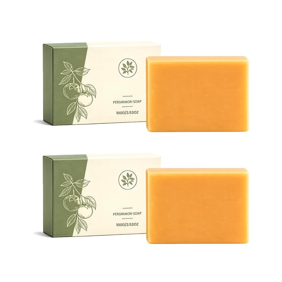 Natural Persimmon Deodorizing Soap Bar, Moisturizing Purifying Body Soap for Mature Skin Unpleasant Odor.(2Pcs)