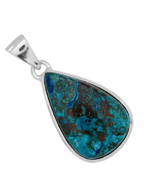 Natural Peruvian Blue Opal 925 Silver Plated Pendant Jewelry WP99-10045