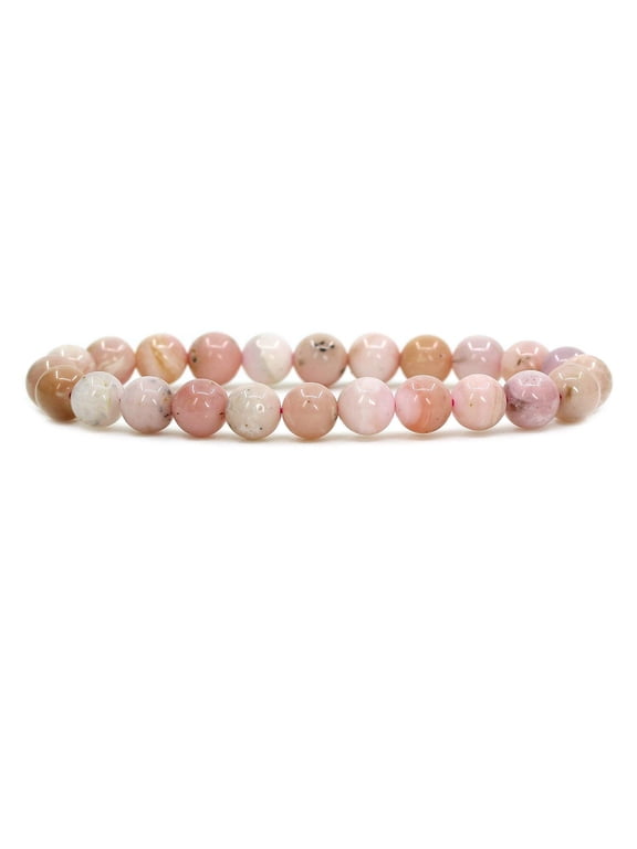Natural Peruvian Pink Opal Gemstone 8mm Round Beads Stretch Bracelet 7 Inch Unisex