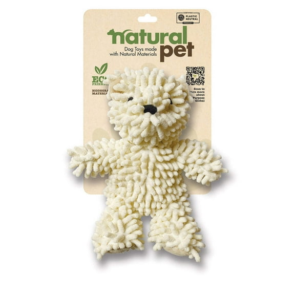 Nubz Bear Dog Toy Premium Natural Plush with Squeaker