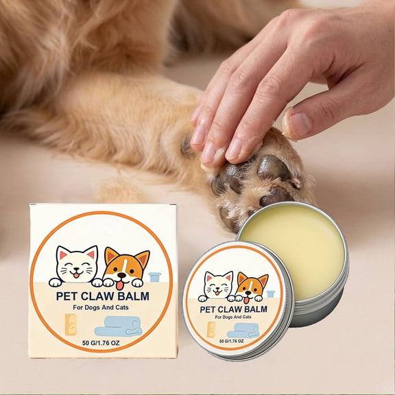 Natural Pet Paw Balm Moisturizer and Protector, Nourishing Cream for Dry Cracked Pads, Soothing Paw Care for Dogs Cats, 50g (Beige)
