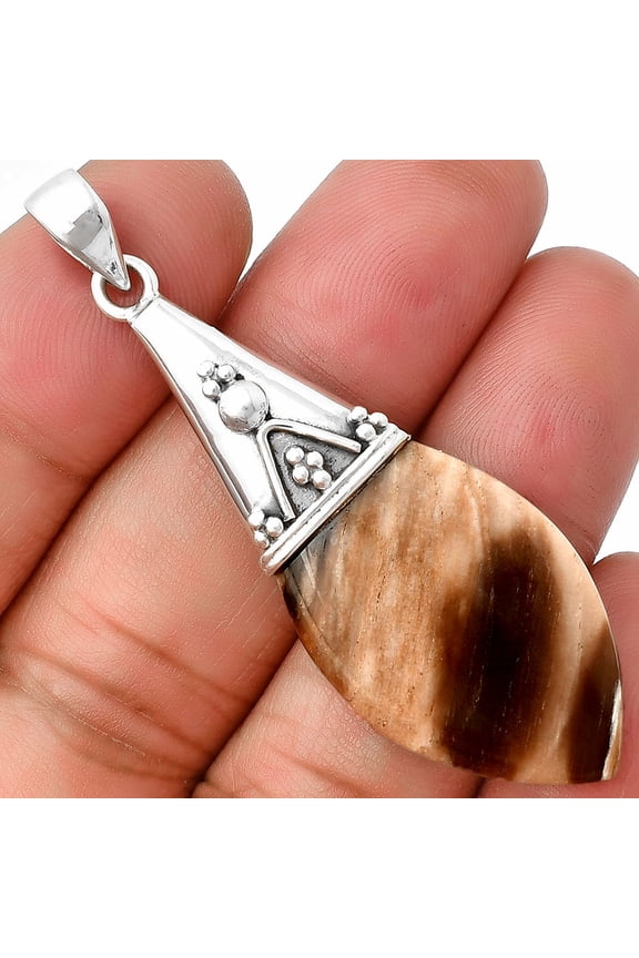 Natural Petrified Wood 925 Sterling Silver Pendant Jewelry P-1139 SDP136757