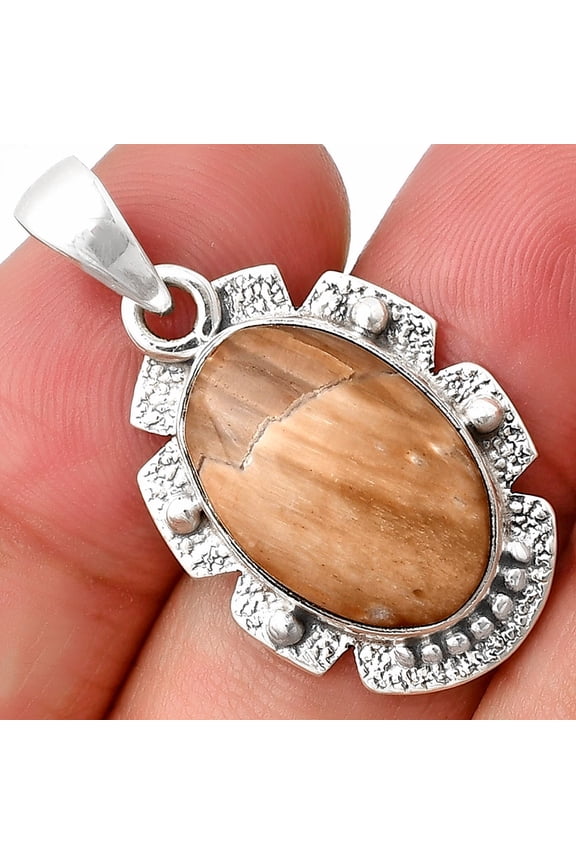 Natural Petrified Wood 925 Sterling Silver Pendant Jewelry P-1485 SDP140279