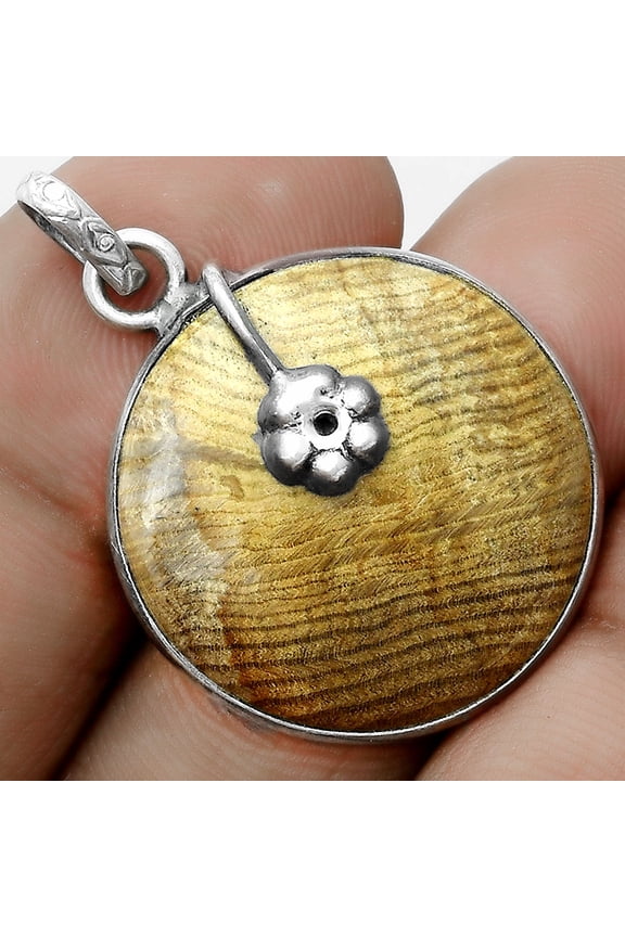 Natural Petrified Wood 925 Sterling Silver Pendant Jewelry P-1700 SDP122586