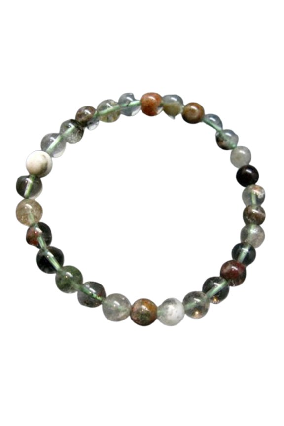 Natural Phantom Quartz 8mm Round Shape Smooth Cut Beads Stretchable Bracelet For Men & Women. Unisex Bracelet