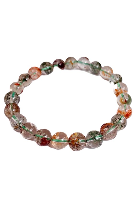 Natural Phantom Quartz 8mm Round Shape Smooth Cut Beads Stretchable Bracelet For Men & Women. Unisex Bracelet