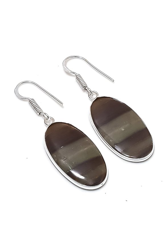 Natural Picasso Jasper Gemstone 925 Sterling Silver Jewelry Earring 1.85"
