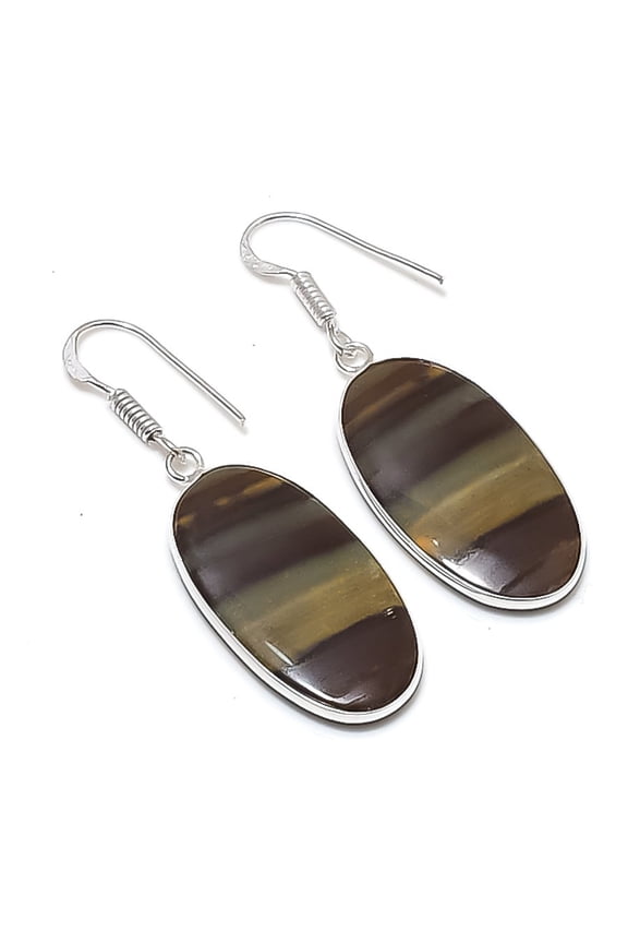 Natural Picasso Jasper Gemstone 925 Sterling Silver Jewelry Earring 1.89"