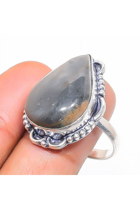 Natural Picasso Jasper Gemstone 925 Sterling Silver Jewelry Ring Size 10