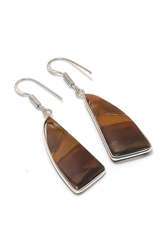 Natural Picasso Jasper Gemstone Handmade 925 Sterling Silver Earring 2.05"