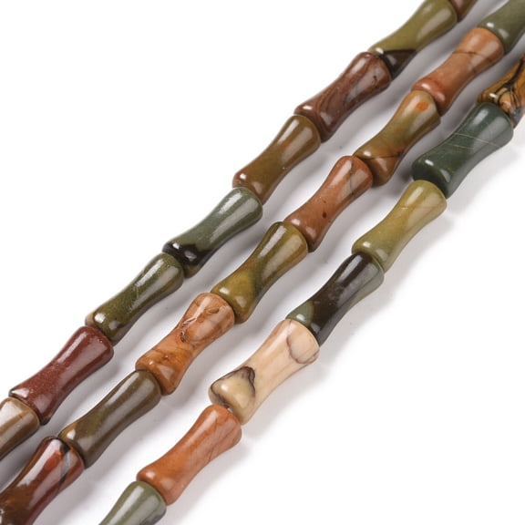 Natural Picasso Stone/Picasso Jasper Beads Strands Bamboo Stick 12x5mm Hole: 0.5mm 34pcs/strand 15.94inch(40.5cm)