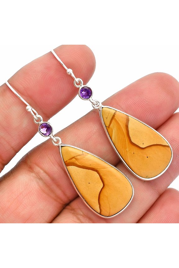 Natural Picture Jasper & Amethyst 925 Sterling Silver Earrings Jewelry E-1002 SDE82382