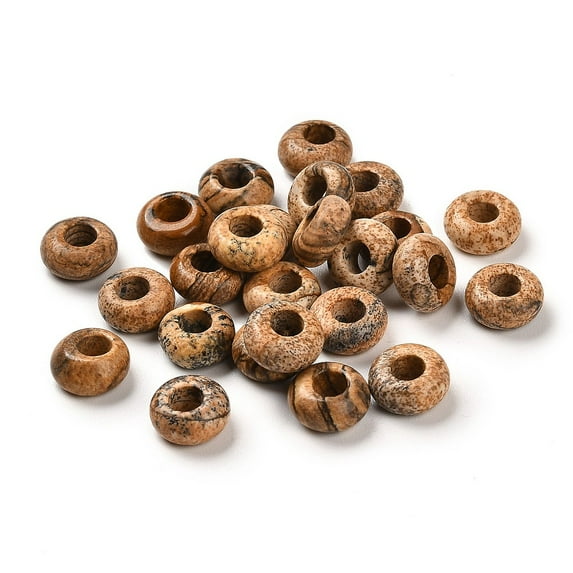 Natural Picture Jasper European Beads Large Hole Beads Rondelle 10x4.5~5mm Hole: 4~4.3mm