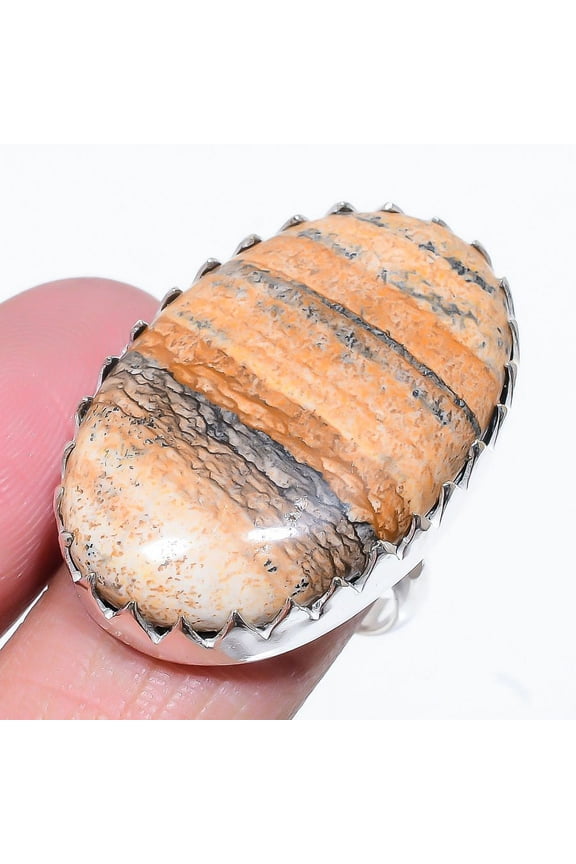 Natural Picture Jasper Gemstone 925 Sterling Silver Gift Ring Size 10