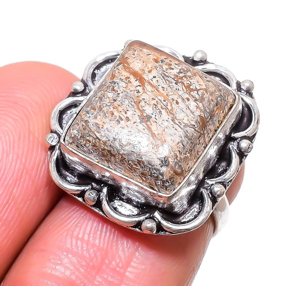 Natural Picture Jasper Gemstone 925 Sterling Silver Jewelry Ring Size 4.5