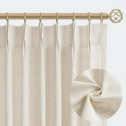 Linen Pinch Pleated Curtains 84 Inch Length 2 Panels Set for Living Room Cream Semi Sheer Window Curtain Bedroom Boho Farmhouse Neutral Back Tab Drape Decor with Hooks, Natural Beige Ivory