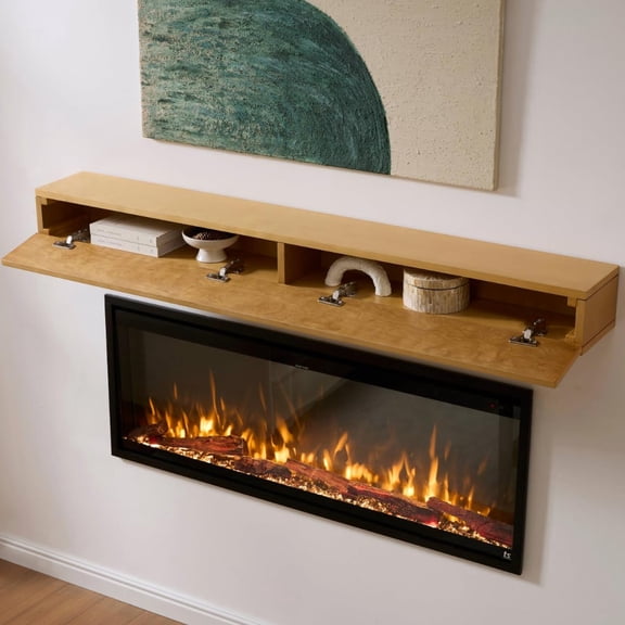 Natural Pine Floating Fireplace Mantel Shelf Solid Pine Wood Natural