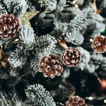 Natural Pinecone Christmas Ornaments with White Edges | Handcrafted Wood Decor | 6pc or 9pc Set for Tree, Wreath & Garland | Rustic Holiday Decorations