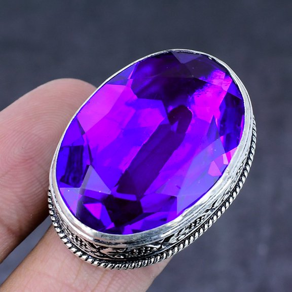 Natural Pink Amethyst Gemstone Handmade 925 Steling Silver Gift Ring Size 9