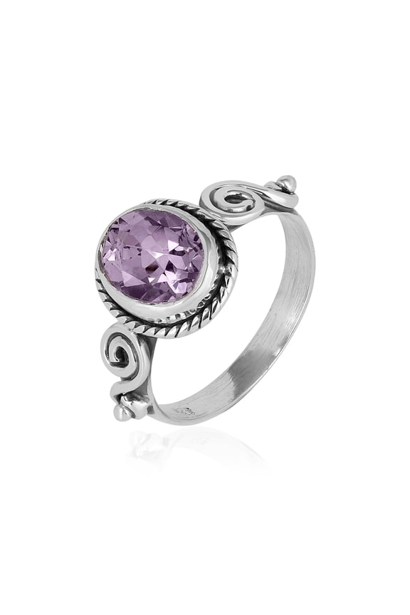 Natural Pink Amethyst Oval Cut Ring in 925 Oxidized Sterling Silver | Handmade Bezel Set | 2.42 Ct Purple Gemstone (8)