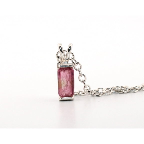 Natural Pink Bi-colored Tourmaline Sterling Silver Necklace 0.32cts NT284