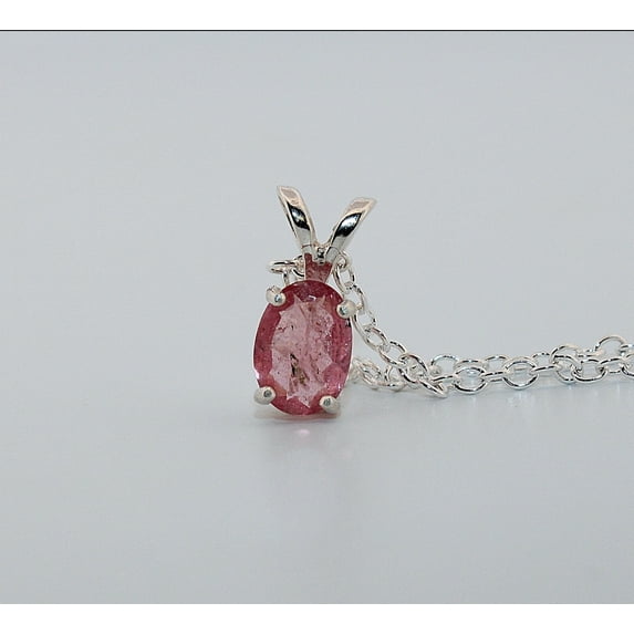 Natural Pink Bi-colored Tourmaline Sterling Silver Necklace NT183