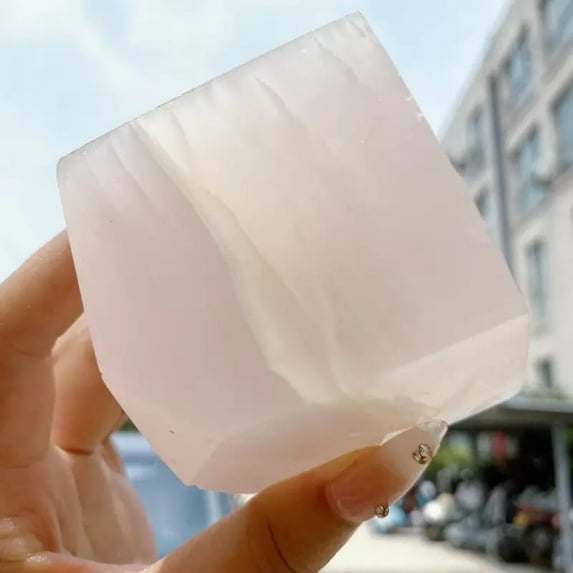 1pc Natural Pink Calcite Cube | 6cm Energy Crystal Block | 340g Healing Decor | Meditation & Collection