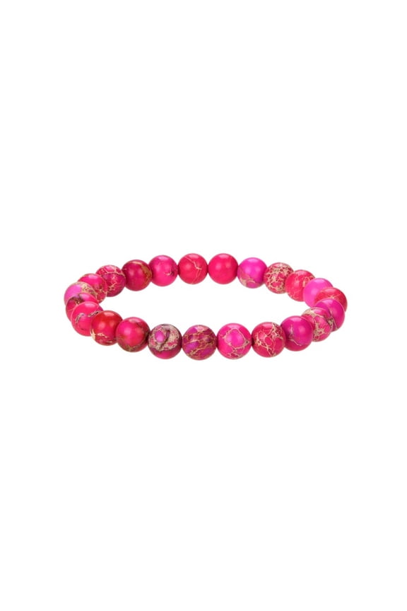 Natural Pink Imperial Jasper 8mm round Shape Smooth Cut Beads Stretchable Bracelet for Men & Women.