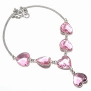 Natural Pink Kunzite Gemstone 925 Sterling Silver Jewelry Necklace 18"