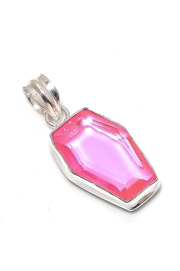 Natural Pink Kunzite Gemstone 925 Sterling Silver Jewelry Pendant 1.58"