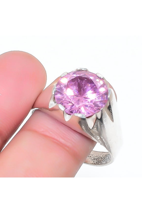 Natural Pink Kunzite Gemstone 925 Sterling Silver Jewelry Ring Size 11