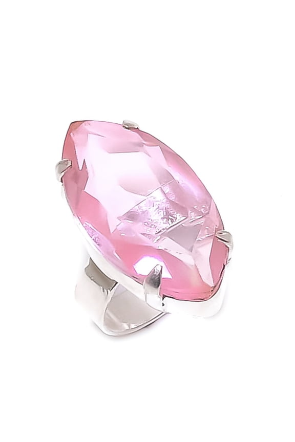 Natural Pink Kunzite Gemstone 925 Sterling Silver Jewelry Ring Size 5