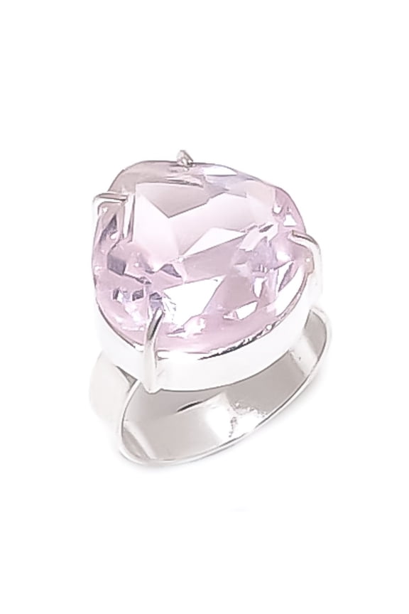 Natural Pink Kunzite Gemstone 925 Sterling Silver Jewelry Ring Size 7.5