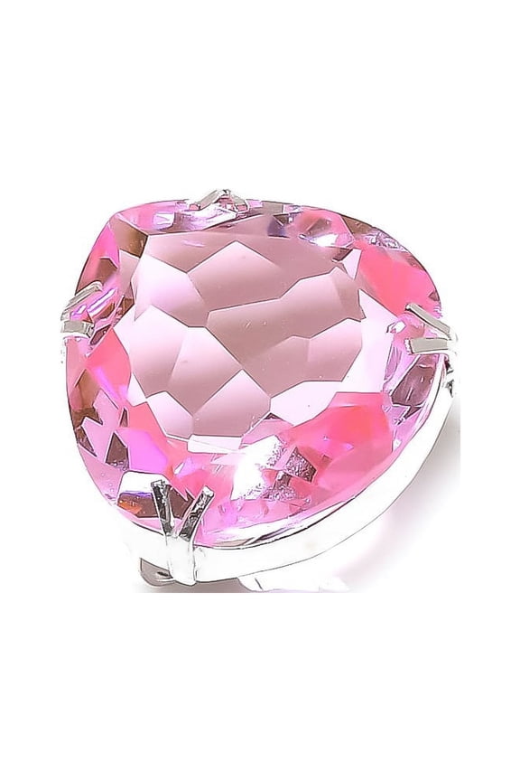 Natural Pink Kunzite Gemstone Handmade 925 Sterling Silver Gift Ring Size 8