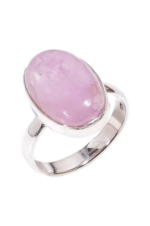 Natural Pink Kunzite Stone 925 SterlingSilver Statement Ring Gift Jewelry for Women