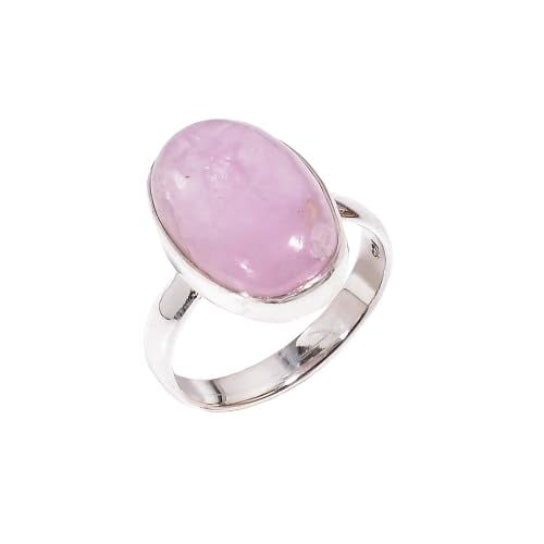 Natural Pink Kunzite Stone 925 SterlingSilver Statement Ring Gift Jewelry for Women