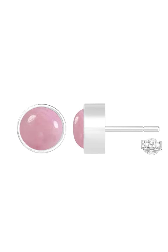Natural Pink Opal 925 Sterling Silver Post Stud Earrings for Women - Pink Stone October Birthstone Silver Plated Handmade Jewelry - Gift for Her